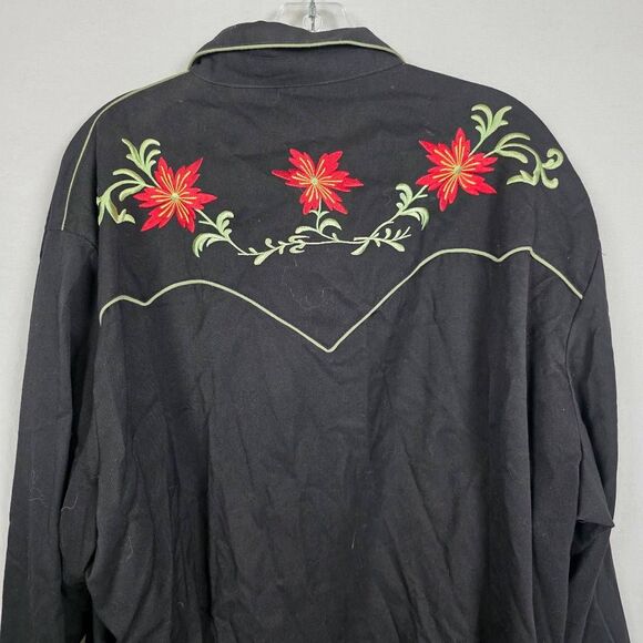 Scully Mens Embroidered Western Shirt Black Red XXL - Picture 8 of 13